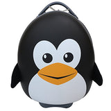 Emmzoe Kids & Toddler 15" Carry On Animal Trolley Hardshell Luggage - Lightweight EVA, Dent Proof, Adjustable Handle for Age 2+ (Penguin)