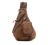 Men's Vintage Canvas Shoulder Backpack Chest Pack Sling Bag Crossbody Messenger Rucksack - Coffee