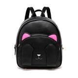 Diomo Women Kids Backpack For Girls Satchel School Book Bag Cute Cat Travel Daypack (Black)