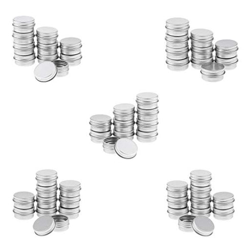 Baoblaze 50 Pieces 2 oz. Aluminum Round Lip Balm Tin Container Case with Screw Thread Lid - Great