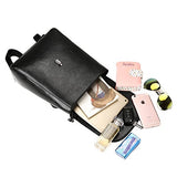 ABage Women's PU Leather Travel College Student Backpack Purse Handbag Bookbag School Bag, Black