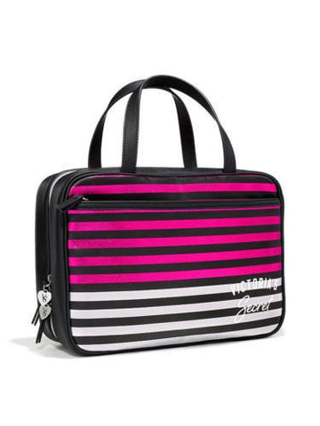 Victorias Secret Striped Hanging Travel Lingerie Organizer Bag Black Pink Silver