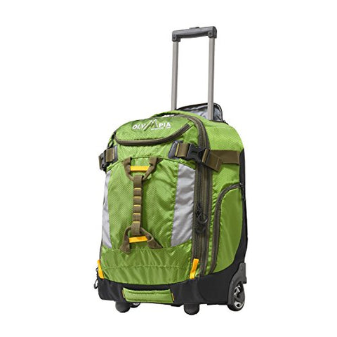 Olympia Cascade 20" Outdoor Upright Carry-On W/Hideaway Backpack Straps, Green