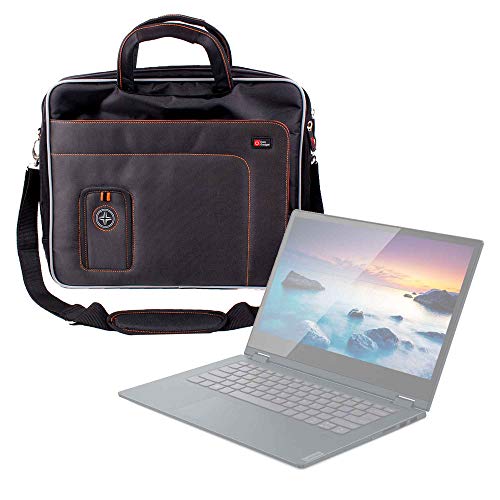 DURAGADGET Black and Orange Padded Carry Case with Removable Shoulder Strap for New Lenovo