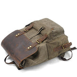 SUVOM Vintage Canvas Leather Laptop Backpack for Men School Bag 15.6" Waterproof Travel Rucksack