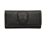 Loungefly Pebble Skull Big Purse and Matching Wallet Set (Black)