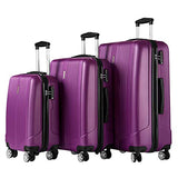 Luggage Set 3 Piece Set Suitcase set with TSA Lock Spinner Hard shell Lightweight (Purple)