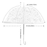 Becko White Stick Umbrella / Flower And Heart Pattern Clear Canopy Bubble Umbrella / Transparent