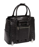 JKM and Company Timeless Black Alligator Crocodile Rolling Compatible with Computer iPad Tablet or Laptop Tote Carryall Bag (17" 17.3" inch)