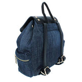 Bebe Womens Donna Denim Faux Leather Trim Backpack Blue O/S
