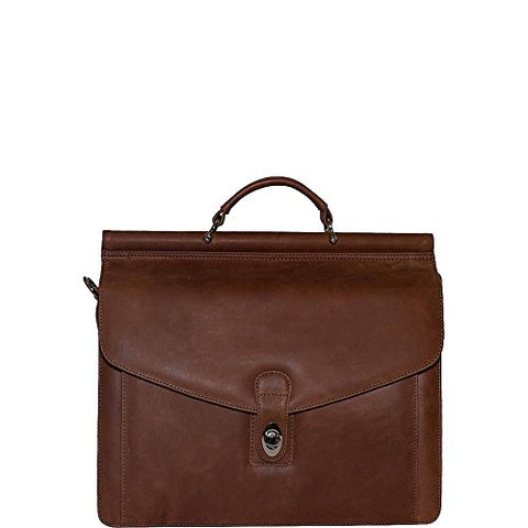 Vicenzo Leather Rushmore Full Grain Leather Briefcase (Brown)