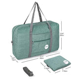 Wandf Foldable Travel Duffel Bag Luggage Sports Gym Water Resistant Nylon (E-Denim Green with Strap)
