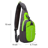 ABage Crossbody Hiking Backpack Waterproof Sling Daypack Back Pack Side Travel Gym Bag, Green