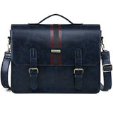 ECOSUSI Men's Briefcase PU Leather Shoulder Satchel Computer Bag with Back Pocket fits 15.6 inch