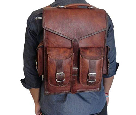 cuero Brown Vintage Leather Backpack Laptop Messenger Bag Rucksack Sling for Men Women (11" x 15")