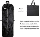 Magictodoor Versatile Travel Wedding Dress Garment Bag Tri-Fold Gown Length w/Hanging Hook Extra Pocket 66"