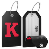 Initial Luggage Tag With Full Privacy Cover And Stainless Steel Loop (Black) (K)