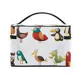 Makeup Organizer Set Of Birds Womens Zip Toiletry Bag Large Case Cosmetic Bags