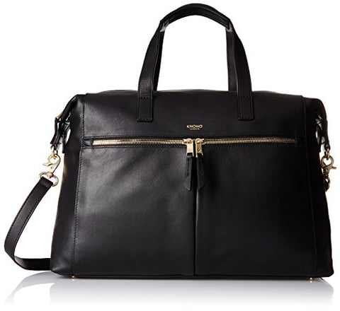 Knomo Luggage Knomo Mayfair Leather Audley 14-Inch Slim Brief Tote, Black, One Size