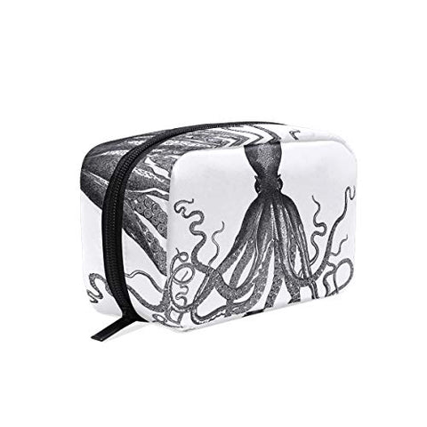 Toiletry Bag Sugar Skull Octopus Womens Beauty Makeup Case Brush Cosmetic Organizer