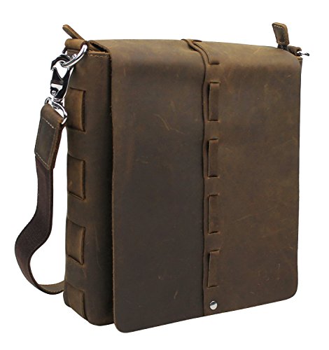 Vagabond Traveler Fully Handmade Leather Messenger Bag L20. Vintage Distress