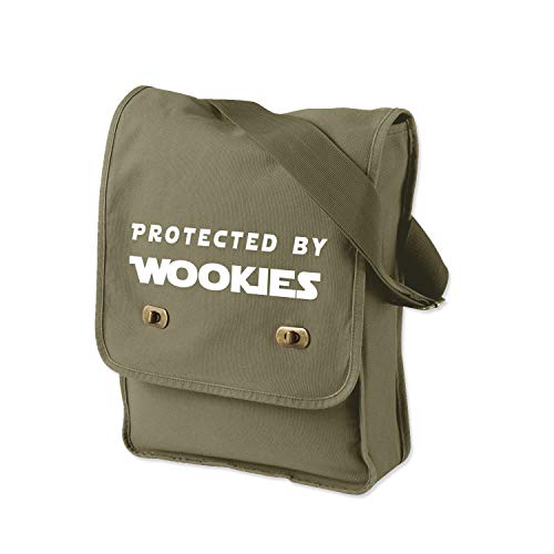 Funny Protected by Wookies Star Wars Inspired 14 oz. Authentic Pigment-Dyed Canvas Field Bag Tote