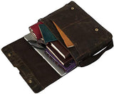 18" Leather Messenger Bag Vintage Buffalo Satchel Laptop Briefcase Unisex Computer Bags for Men