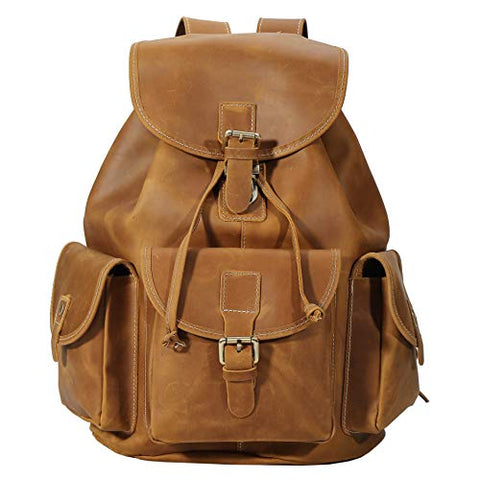 Polare Thick Genuine Leather Backpack Vintage College Laptop Bag