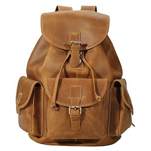 Polare Thick Genuine Leather Backpack Vintage College Laptop Bag
