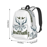 BAIW School Backpacks 16.9 Inch Print Design Student Bookbags Laptop Casual Rucksack（ Artistic Animals Emblem Moose Head Horns Trout Salmon Sea Fishes ）