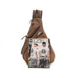 Men's Vintage Canvas Shoulder Backpack Chest Pack Sling Bag Crossbody Messenger Rucksack - Coffee