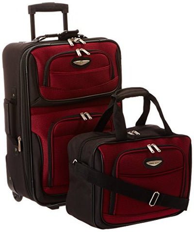 Travelers Choice Travel Select Amsterdam Two Piece Carry-On Luggage Set, Burgundy