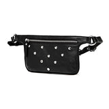 Vicenzo Leather Jacey Studded Leather Waistbag (Black)
