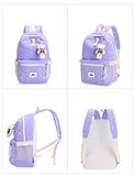 Fanci 3Pcs Stars Prints Canvas Elementary School Rucksack Backpack Set for Girls Women Casual