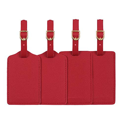 Luggage Tags,Personalized Business Card Holder Travel ID Sets With Privacy Cover For Travel Bag Tags- 4 pack(Red)