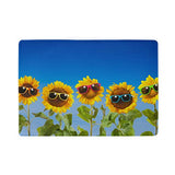 ColourLife Passport Cover Sunflowers With Sunglasses On Blue Leather Passport Holder Cover Case