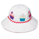 Wallaroo Girls Sophia Sun Hat - Upf 50+ - Crushable, White Cupcake