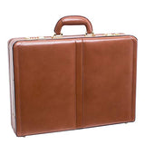 [Personalized Initials Embossing]McKleinUSA Mens HARPER Leather Expandable Attache Case in Brown