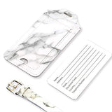 kandouren Luggage Tags 2 Pieces Set,White Marble PU Leather travel bag tags for cruise ships,for men and women