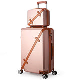 TangFeii-trunk Boarding Luggage Universal 2 Piece Set Spinner Luggage Expandable Travel Suitcase 20in 14in/24in 14in Wheel Upright Carry-on Luggag (Color : Rose Gold, Size : 20in+14in)