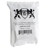 5 Pack - Premium Rigid Airline Luggage Tag Holders with 6" Worm Loops - Heavy Duty Hard Plastic -Suitcase ID Tag Identifiers with Business Card Insert Window by Specialist ID (Translucent/Clear)