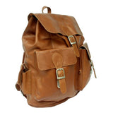 Piel Leather Large Buckle-Flap Backpack, Saddle, One Size