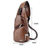 Men Leather Waist Bag Crossbody Shoulder Messenger Zips Outdoors Workout Traveling Casual Cycling Running Hiking Pack