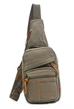 New Men's Cotton Canvas Chest Bag Purse Sling Bag Fashion Small Backpack (army green)