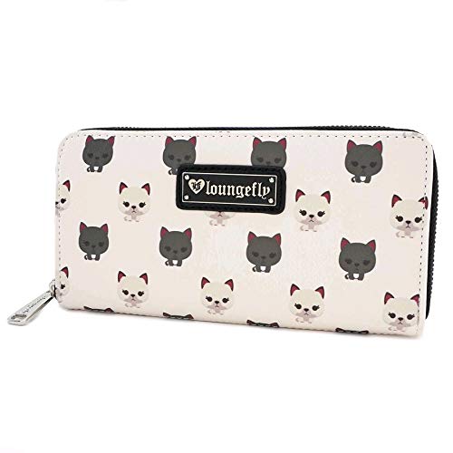 Loungefly Cat Print Zip Around Wallet, White, One Size