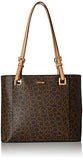 Calvin Klein Top Zip Signature North/South Tote, Brown/Khk/Camel
