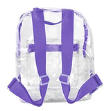 Water Resistant Clear Mini Backpacks for School, Beach - Stadium Approved Bag with Adjustable Straps (Purple)