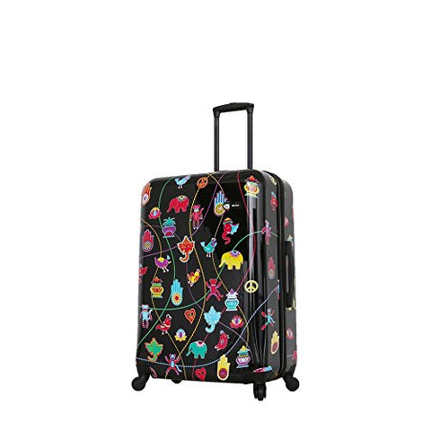 Mia Toro Italy-Mistico Hardside 28 Inch Spinner, Black Patent, Ruby, Black/Red/White
