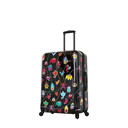Mia Toro Italy-Mistico Hardside 28 Inch Spinner, Black Patent, Ruby, Black/Red/White