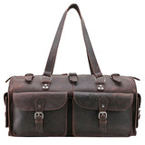 Polare 22'' Indiana Jones Looking Natural Leather Weekender Carry On Duffle Bag